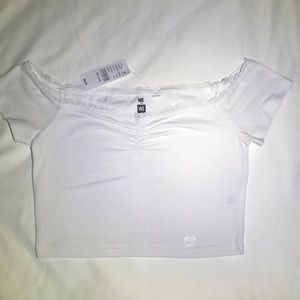 White, Off the shoulder, crop top